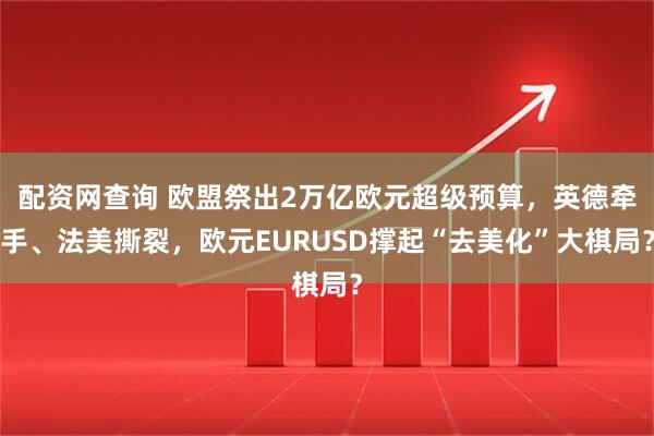 配资网查询 欧盟祭出2万亿欧元超级预算，英德牵手、法美撕裂，欧元EURUSD撑起“去美化”大棋局？